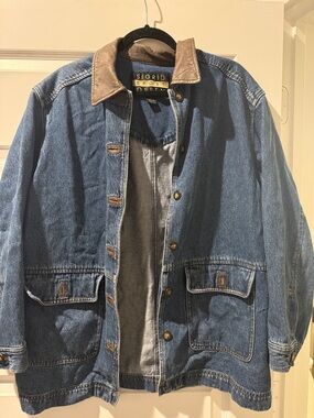 Sigrid Olsen Denim Shirt Jacket with Brown Collar